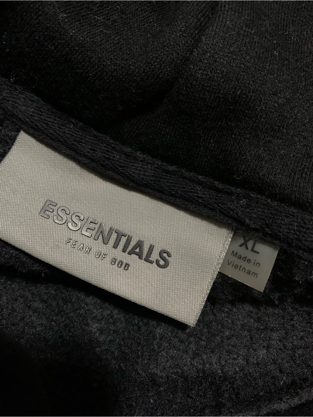 Fear of God ESSENTIALS Black Hoodie with Center Logo - Picture 2 of 4